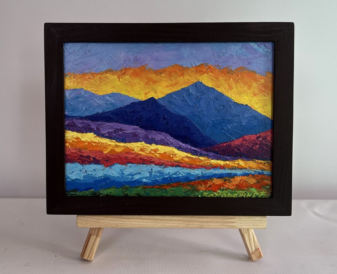 Oil painting Big mountains and sunset V. Zadorozhnya (1 of 8)