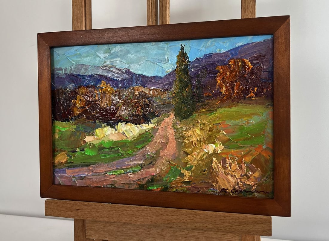 Oil painting Autumn road to the mountains Boris Serdyuk - 2