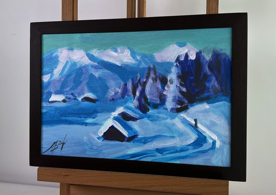 Acrylic painting After the winter snowstorm Mykhailo Patskan - 2