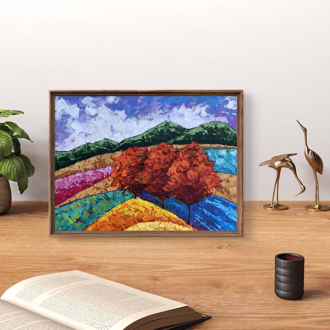 Oil painting Three trees and mountains V. Zadorozhnya - 2