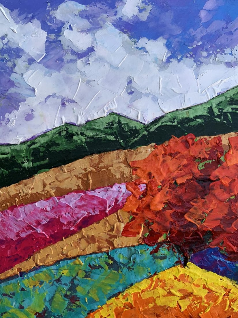Oil painting Three trees and mountains V. Zadorozhnya - 4