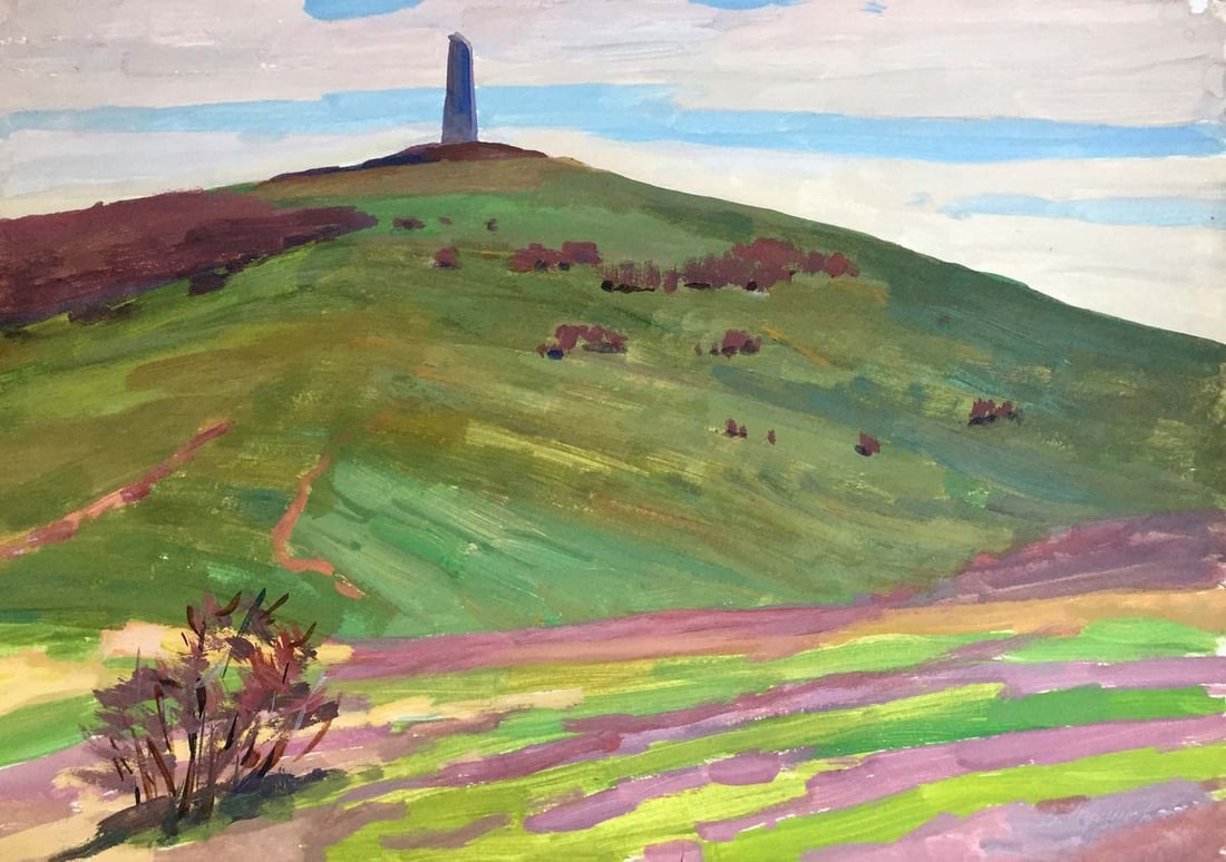 Gouache painting Monument on a hill Chernikov Vladimir Mikhailovich (1 of 10)