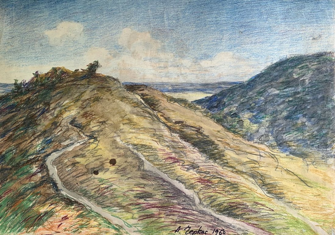 Colored pencils painting The hills A. G. Cherkas: Title: Colored pencils painting The hills A. G. Cherkas Description: No1284 *** ABOUT THIS PAINTING *** * TITLE: "The hills" * ARTISTS: A. G. Cherkas * SIZE: 40x57 cm/'15.74x22.44 inches' * MEDIUM: co
