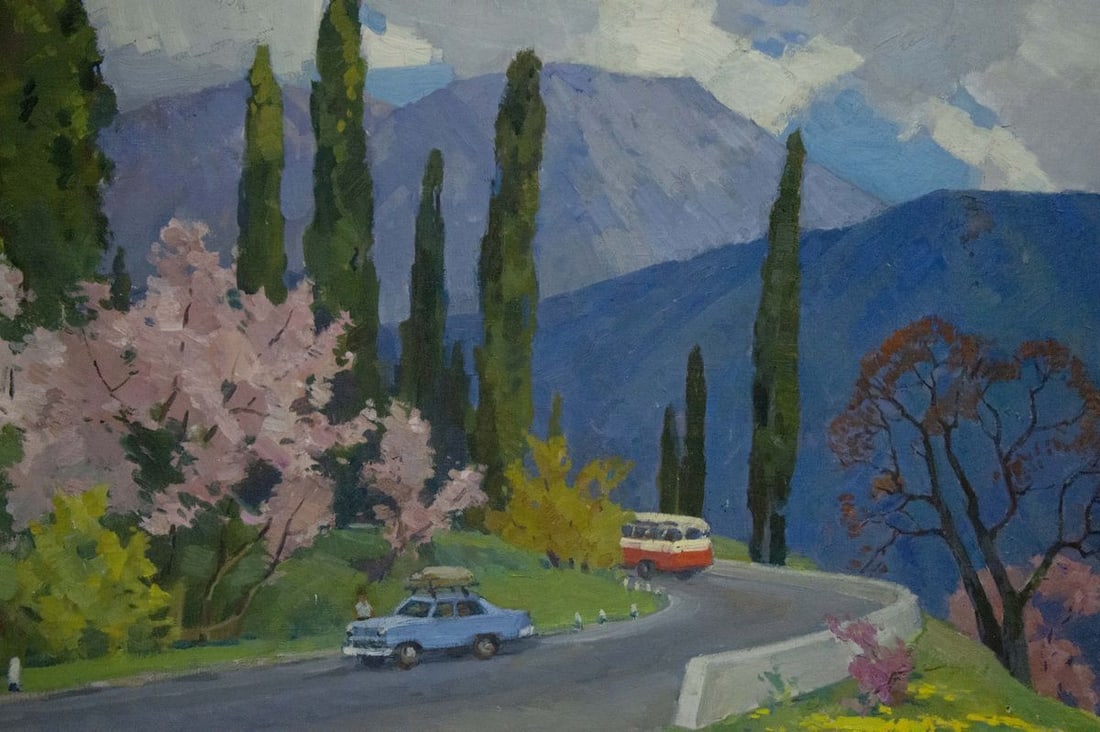 Oil painting Mountain road - 4