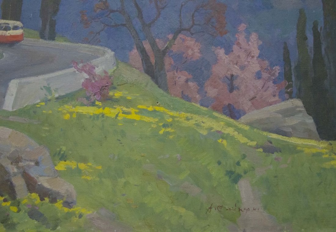 Oil painting Mountain road - 6