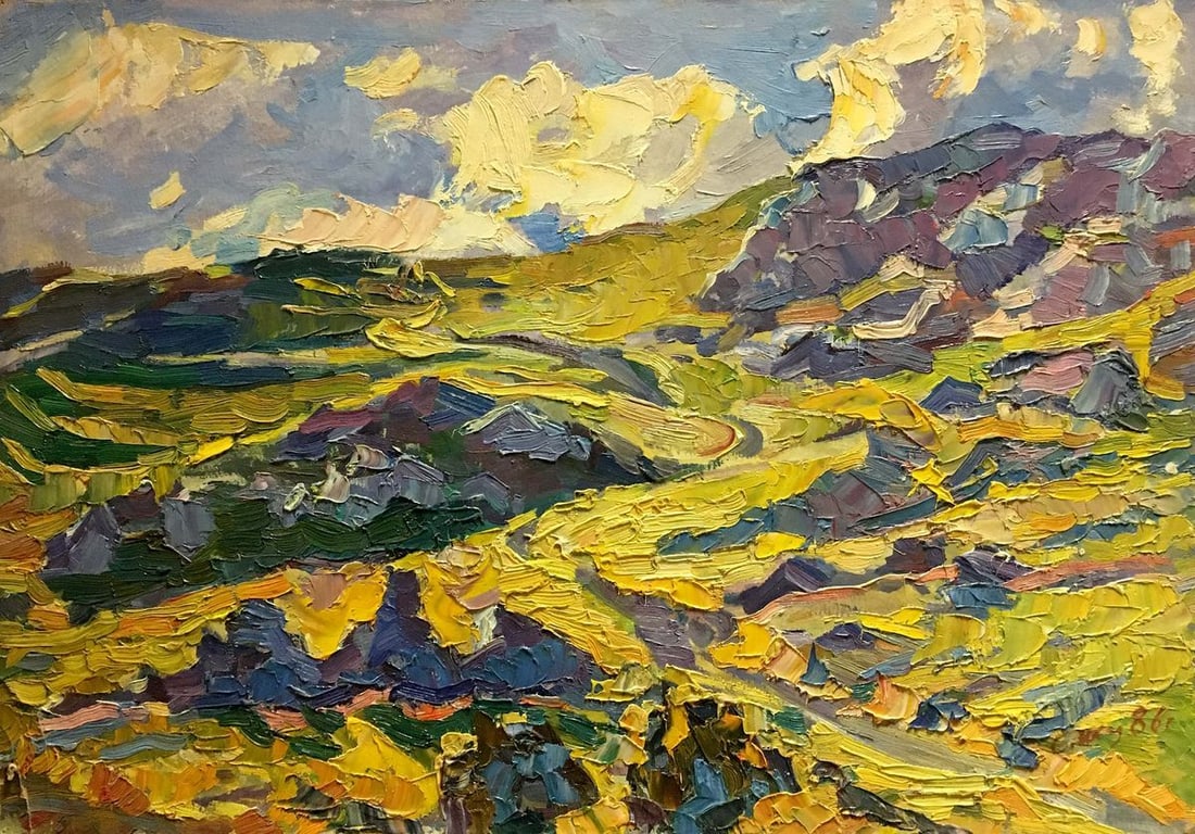 Oil painting Mountain evening landscape Shapovalov Sergey Gavrilovich (1 of 8)