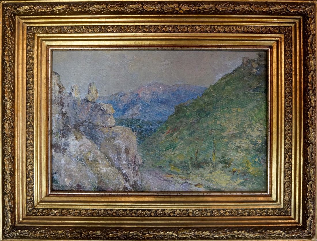 Oil painting Mountain landscape Paul Christiaan Bos: Title: Oil painting Mountain landscape Paul Christiaan Bos Description: NoVerns 169 *** ABOUT THIS PAINTING *** * TITLE: "Mountain landscape" * ARTISTS: Paul Christiaan Bos * SIZE: 20x31 cm/'7.87x12.2