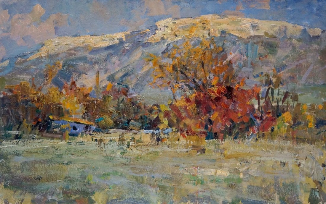 Oil painting Mountain landscape Stepan Filippovich Golub: Title: Oil painting Mountain landscape Stepan Filippovich Golub Description: NoVerns 463 *** ABOUT THIS PAINTING *** * TITLE: "Mountain landscape" * ARTISTS: Stepan Filippovich Golub * SIZE: 50x80