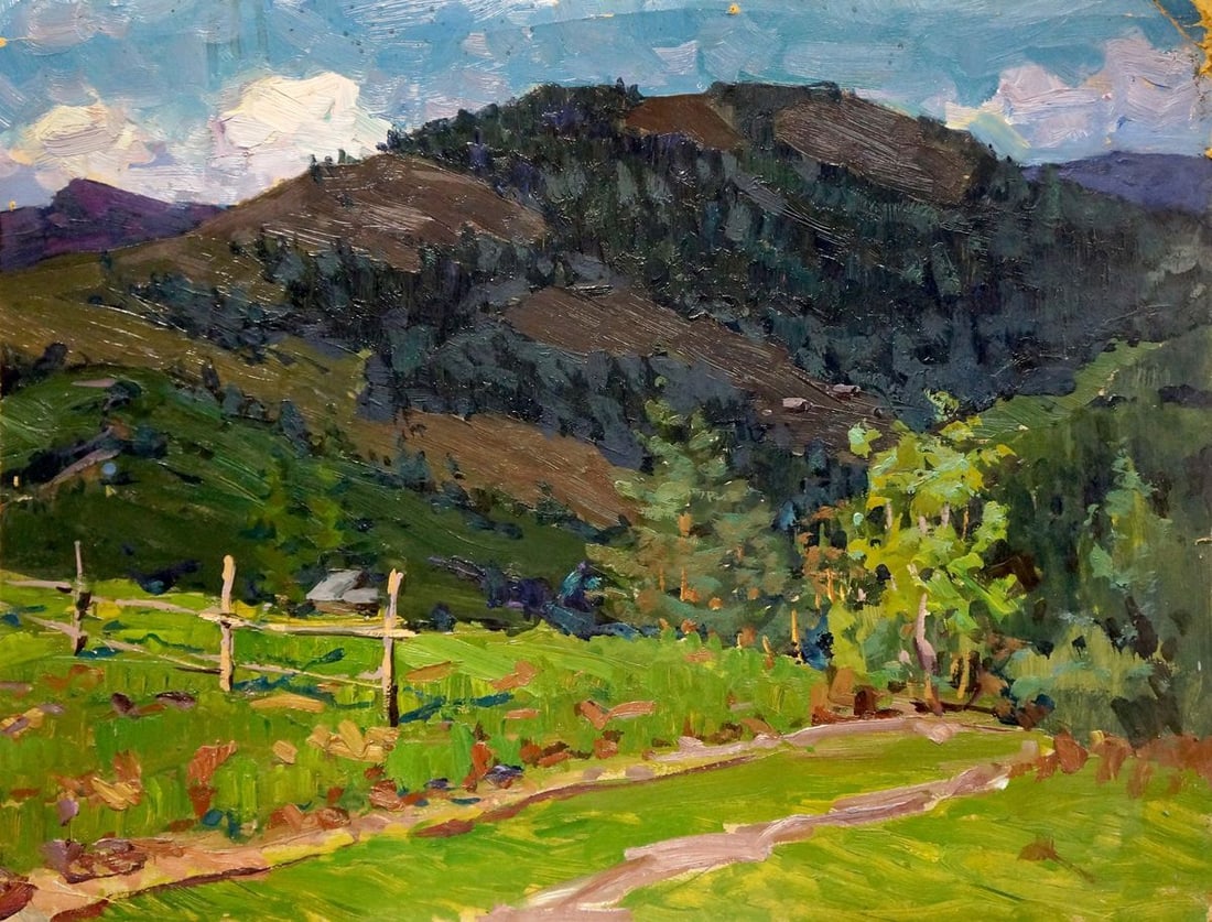 Oil painting Road to the mountains Fomin Anatoly Nikiforovich: Title: Oil painting Road to the mountains Fomin Anatoly Nikiforovich Description: NoVerns 464 *** ABOUT THIS PAINTING *** * TITLE: "Road to the mountains" * ARTISTS: Fomin Anatoly Nikiforovich * SIZE: