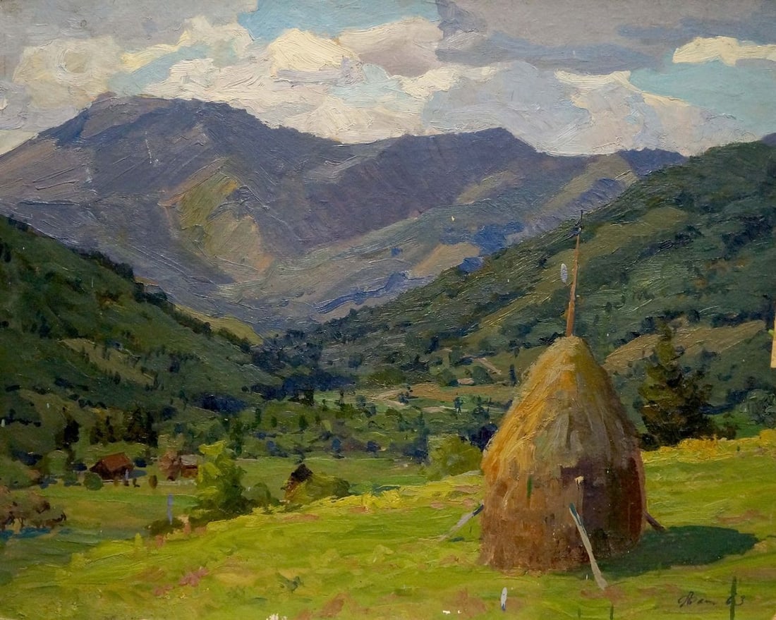 Oil painting Mountain landscape Fomin Anatoly Nikiforovich: Title: Oil painting Mountain landscape Fomin Anatoly Nikiforovich Description: NoVerns 588 *** ABOUT THIS PAINTING *** * TITLE: "Mountain landscape" * ARTISTS: Fomin Anatoly Nikiforovich * SIZE: 48x60