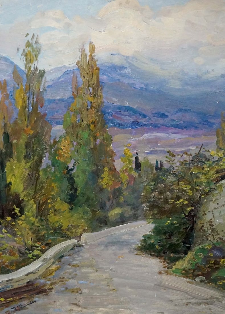 Oil painting Road to the mountains Kisil Grigory Alekseevich: Title: Oil painting Road to the mountains Kisil Grigory Alekseevich Description: NoVerns 660 *** ABOUT THIS PAINTING *** * TITLE: "Road to the mountains" * ARTISTS: Kisil Grigory Alekseevich * SIZE: 6
