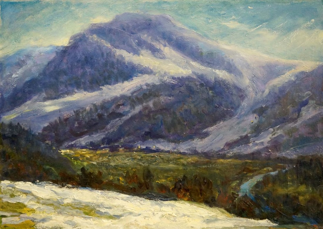 Oil painting Mountain landscape Shakhriy A. A.: Title: Oil painting Mountain landscape Shakhriy A. A. Description: NoVerns 725 *** ABOUT THIS PAINTING *** * TITLE: "Mountain landscape" * ARTISTS: Shakhriy A. A. * SIZE: 70x50 cm/'27.55x19.68