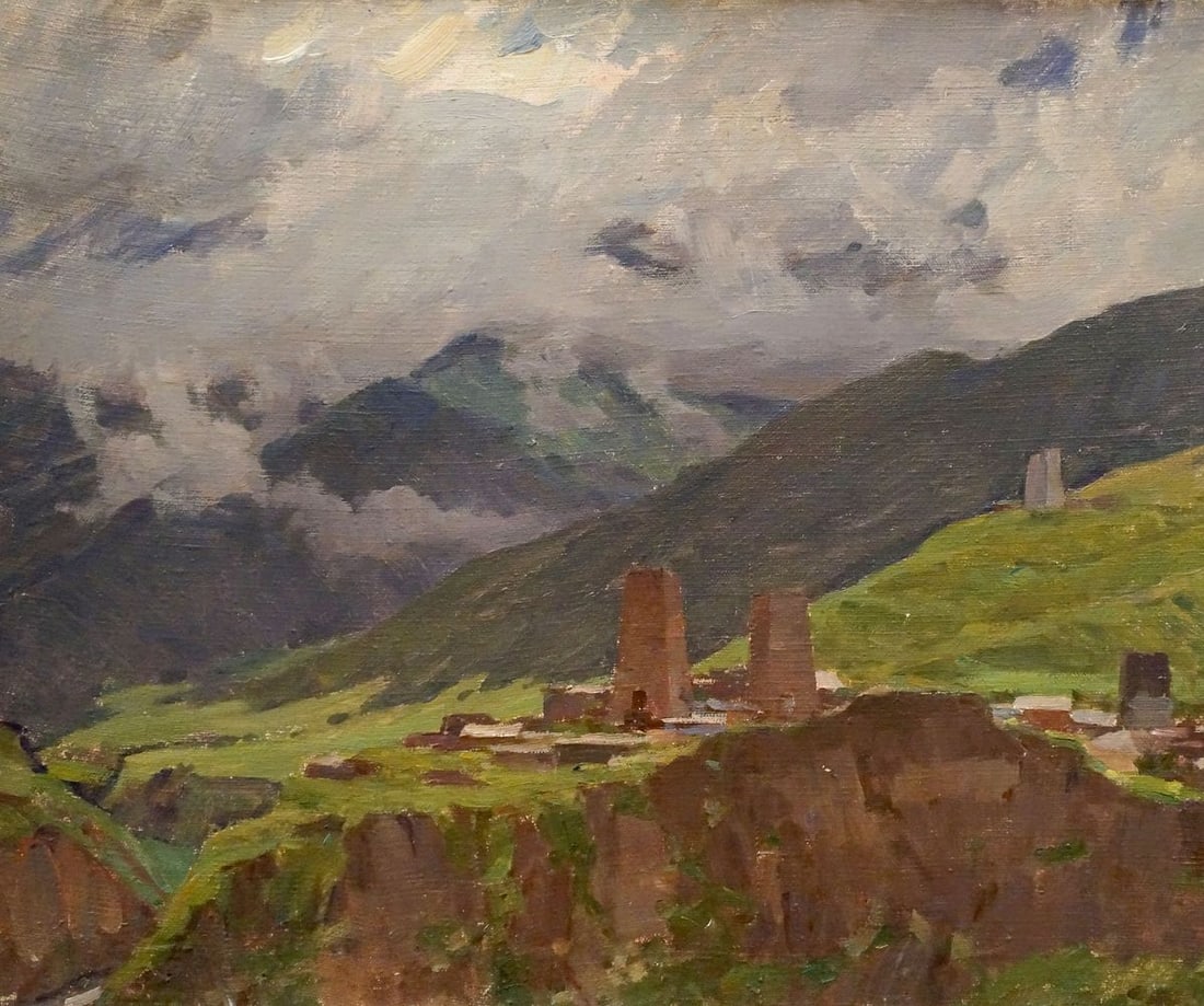 Oil painting Mountain landscape Chernikov Nikolay Vladimirovich: Title: Oil painting Mountain landscape Chernikov Nikolay Vladimirovich Description: NoVerns 1161 *** ABOUT THIS PAINTING *** * TITLE: "Mountain landscape" * ARTISTS: Chernikov Nikolay Vladimirovich * 