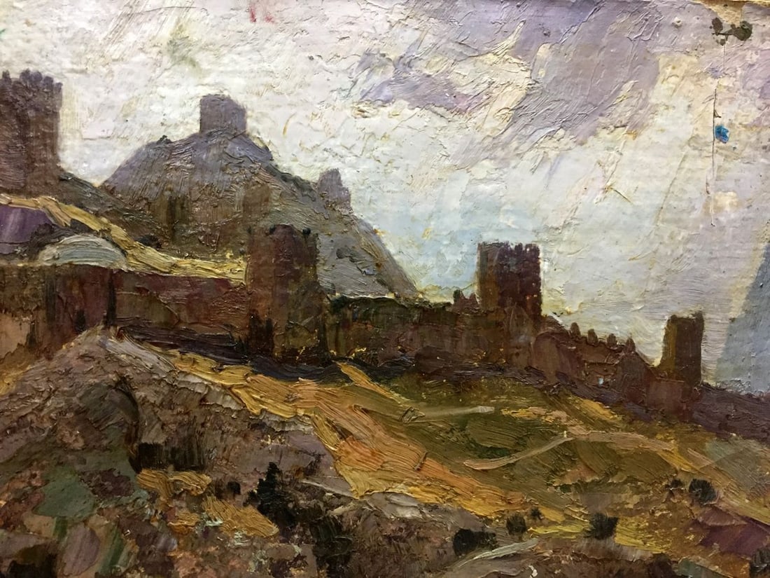 Double oil painting Landscapes. Castle - 11