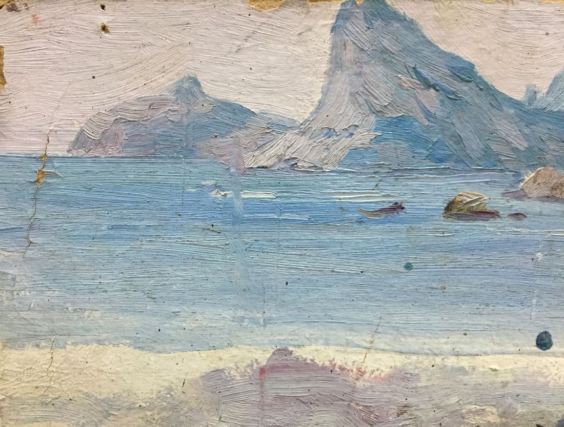 Double oil painting Landscapes. Castle - 2