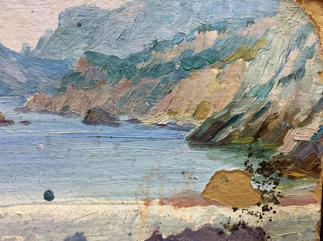 Double oil painting Landscapes. Castle - 3