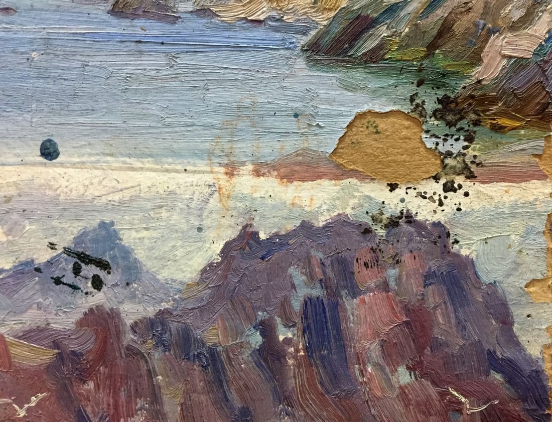 Double oil painting Landscapes. Castle - 4