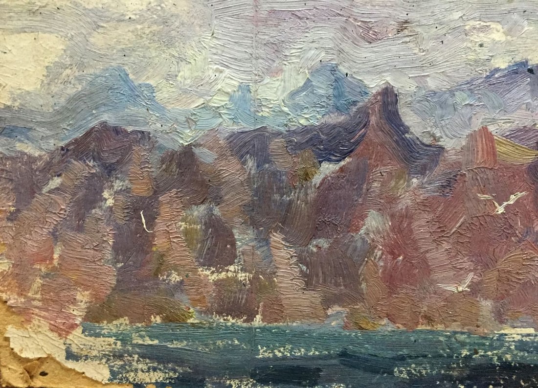 Double oil painting Landscapes. Castle - 5