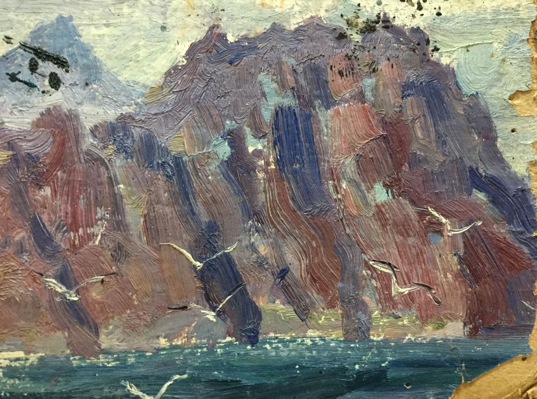 Double oil painting Landscapes. Castle - 6
