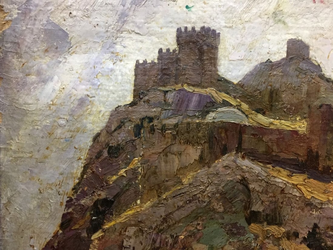 Double oil painting Landscapes. Castle - 8