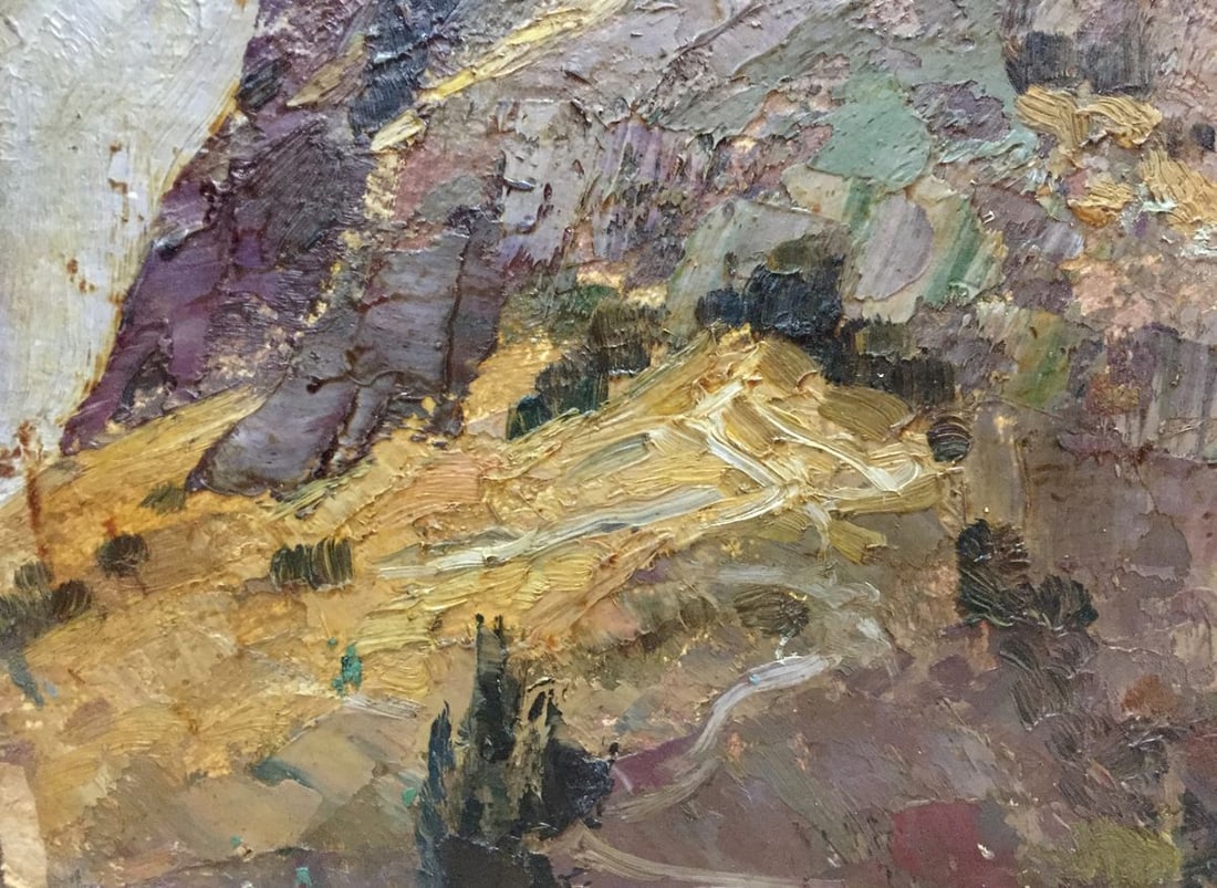 Double oil painting Landscapes. Castle - 9