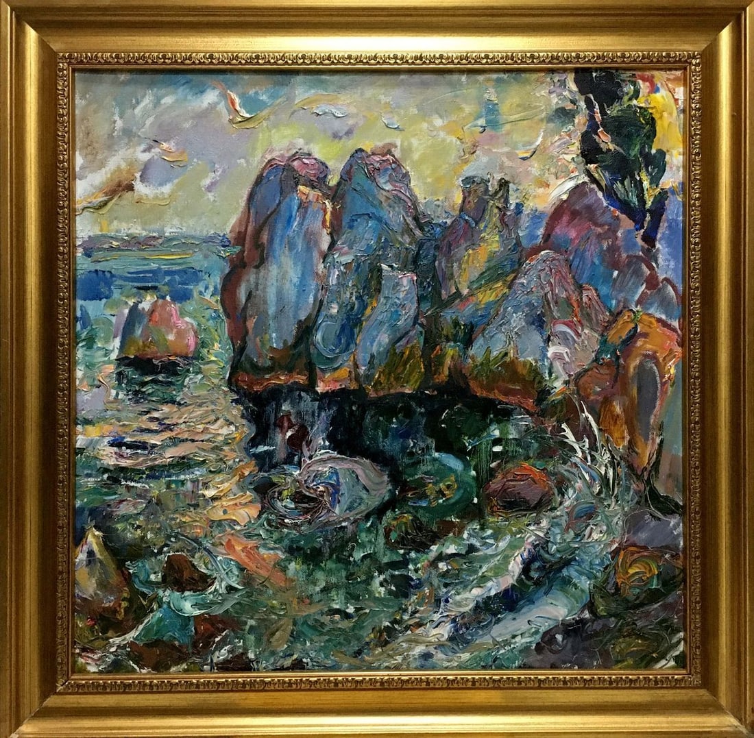 Oil painting In the bay V. Lebedeva: Title: Oil painting In the bay V. Lebedeva Description: NoVern 438 *** ABOUT THIS PAINTING *** * TITLE: "In the bay" * ARTISTS: V. Lebedeva * SIZE: 70x70 cm/'27.55x27.55 inches' * MEDIUM: oil, canvas 