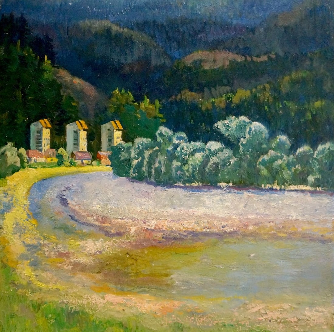 Oil painting Road to the city Mynka Alexander Fedorovich: Title: Oil painting Road to the city Mynka Alexander Fedorovich Description: NoVern 716 *** ABOUT THIS PAINTING *** * TITLE: "Road to the city" * ARTISTS: Mynka Alexander Fedorovich * SIZE: 81x81 cm/'
