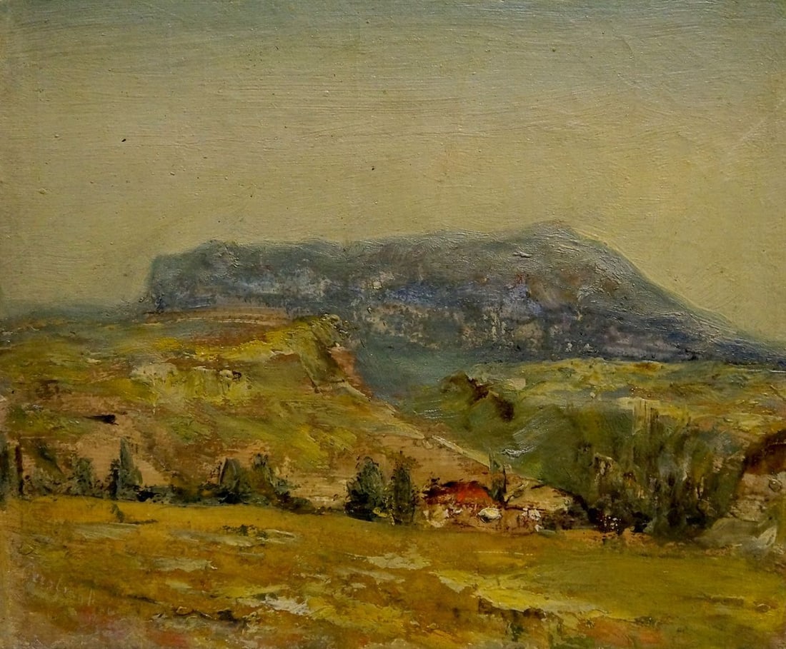 Oil painting Landscape: Title: Oil painting Landscape Description: NoVern 728 *** ABOUT THIS PAINTING *** * TITLE: "Landscape" * ARTISTS: Unknown artist * SIZE: 23x28 cm/'9.05x11.02 inches' * MEDIUM: oil, canvas * HAND