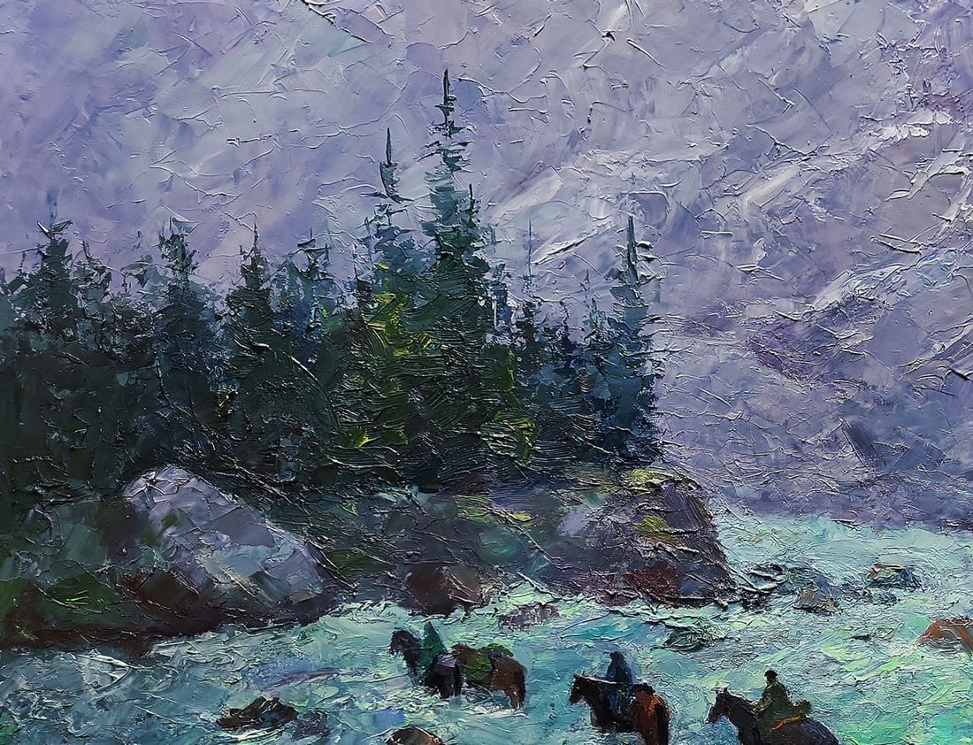 Oil painting Dangerous stream in the mountains Boris Serdyuk - 6