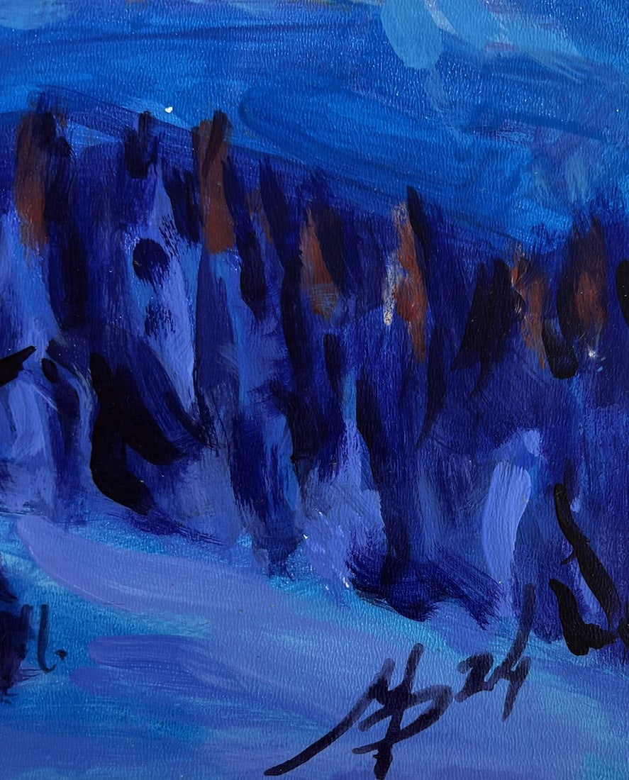 Acrylic painting Frosty evening in the mountains Mykhailo Patskan - 9