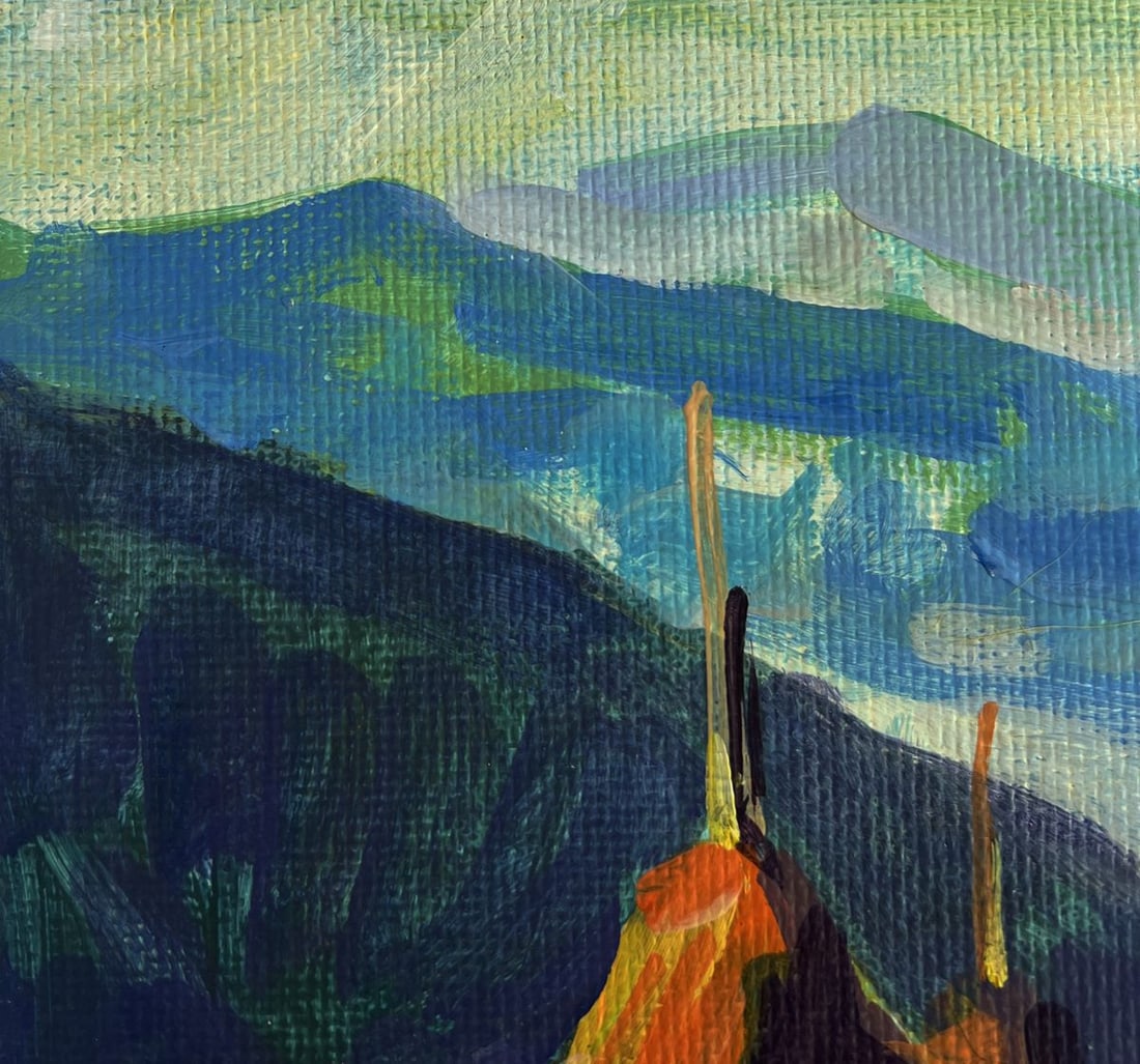 Acrylic painting Village life in the mountains Mykhailo Patskan - 6