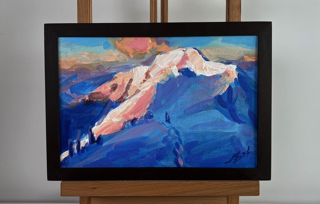 Acrylic painting Holidays in the winter mountains Mykhailo Patskan (1 of 10)