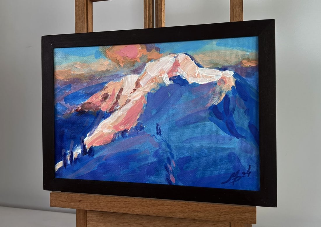 Acrylic painting Holidays in the winter mountains Mykhailo Patskan - 2