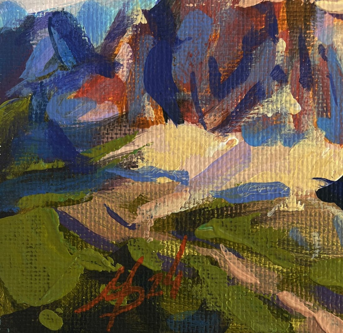 Acrylic painting Walking in the mountains Mykhailo Patskan - 9