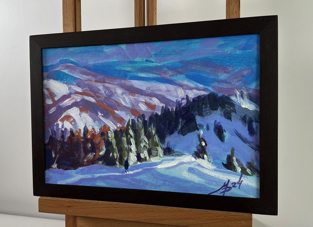 Acrylic painting Winter Mountain Range Mykhailo Patskan - 2