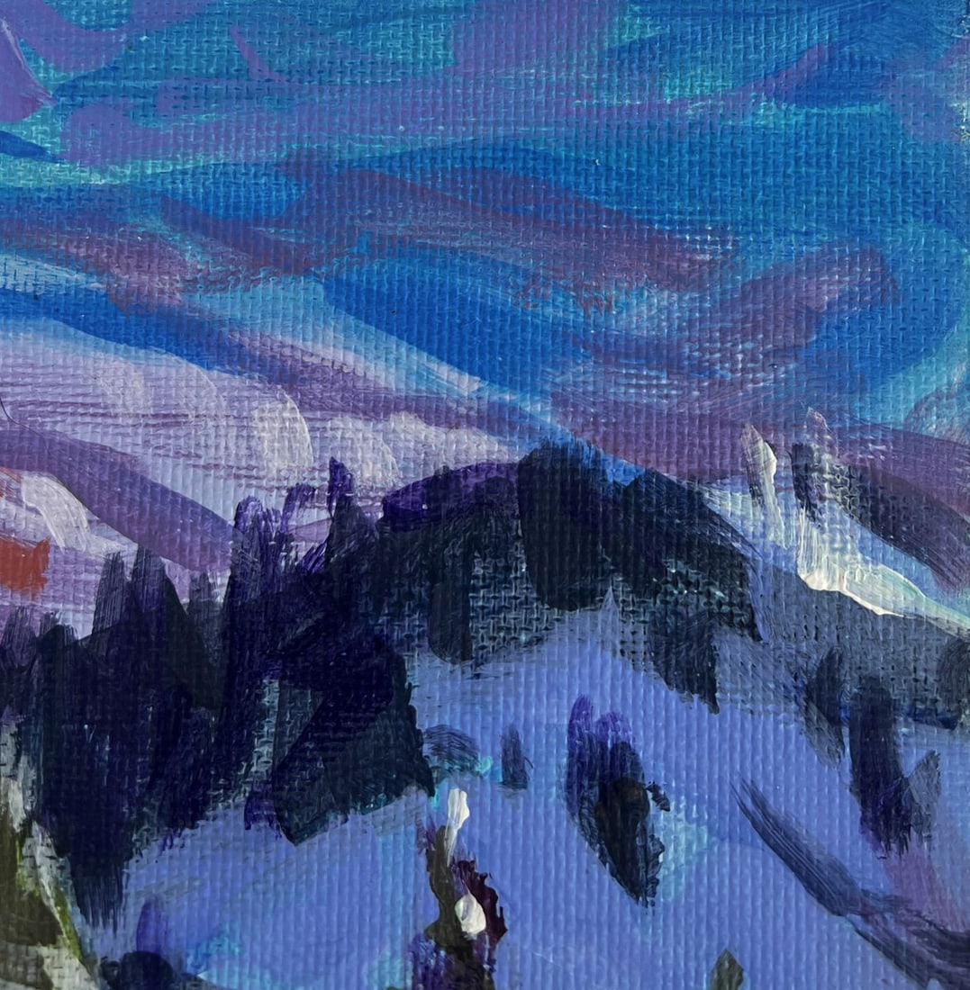 Acrylic painting Winter Mountain Range Mykhailo Patskan - 4