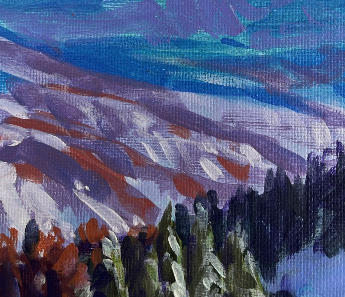 Acrylic painting Winter Mountain Range Mykhailo Patskan - 5