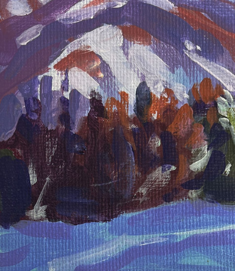 Acrylic painting Winter Mountain Range Mykhailo Patskan - 7