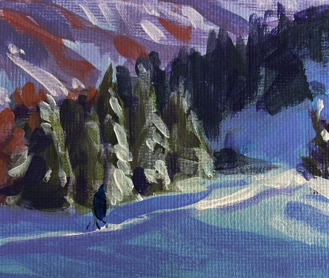 Acrylic painting Winter Mountain Range Mykhailo Patskan - 8