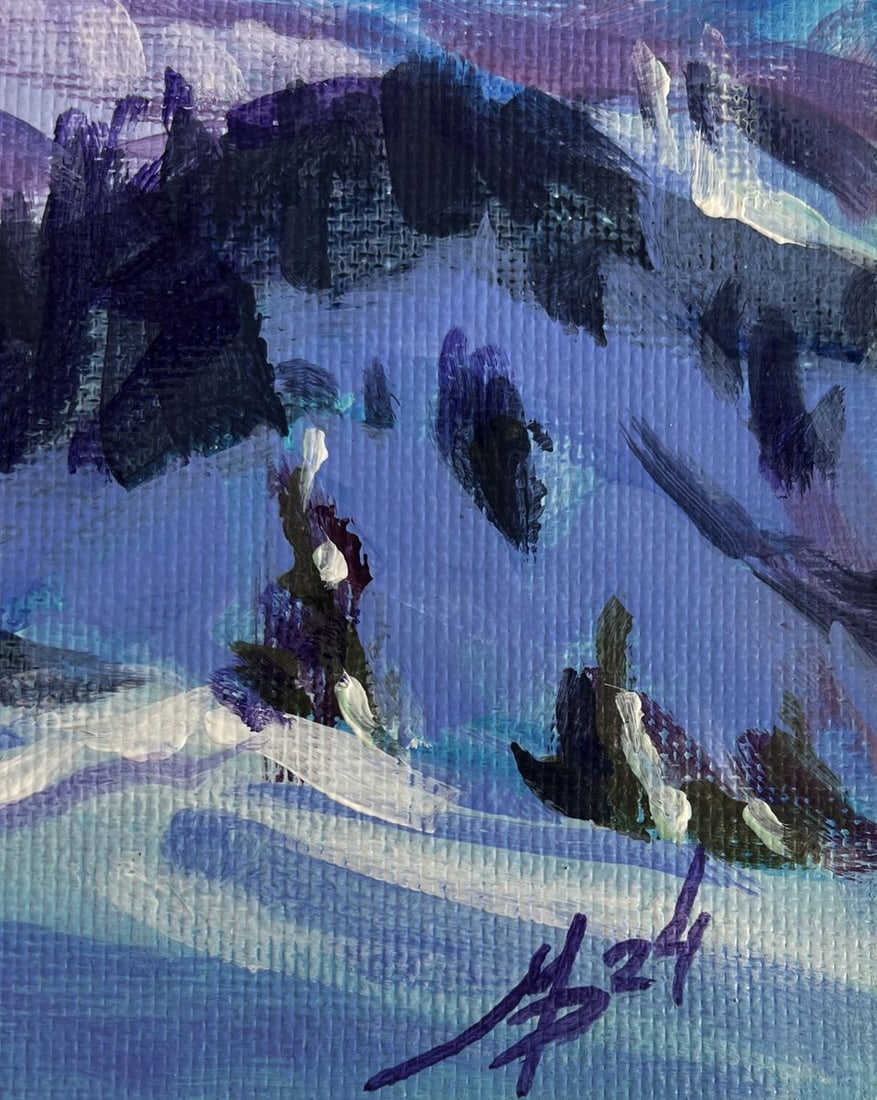 Acrylic painting Winter Mountain Range Mykhailo Patskan - 9