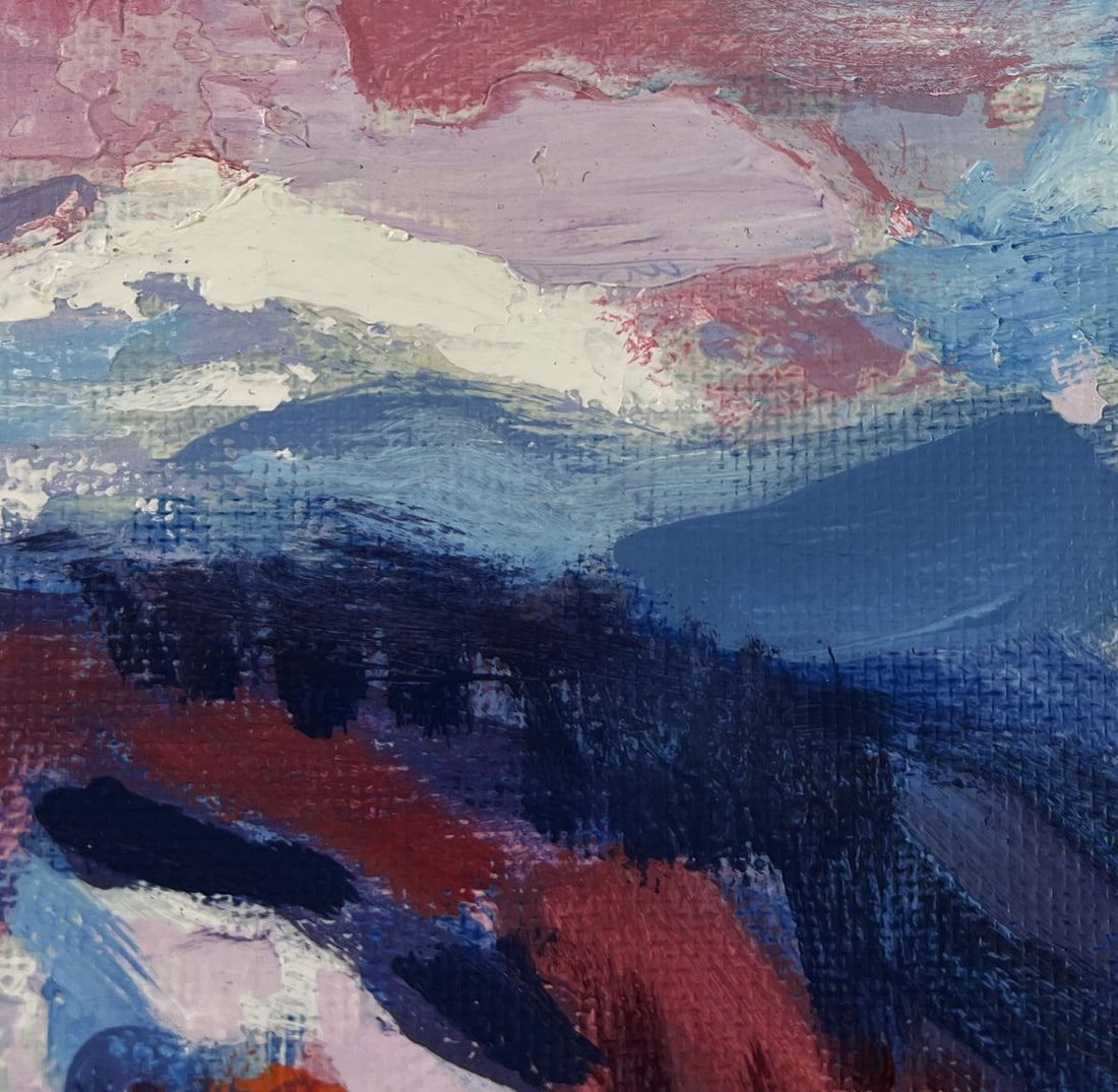Acrylic painting Winter evening in the mountains Mykhailo Patskan - 4