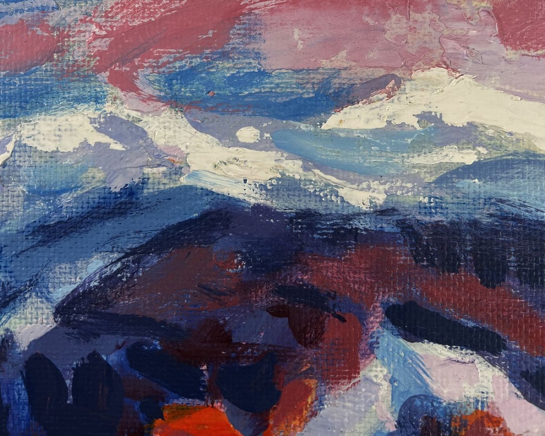 Acrylic painting Winter evening in the mountains Mykhailo Patskan - 5