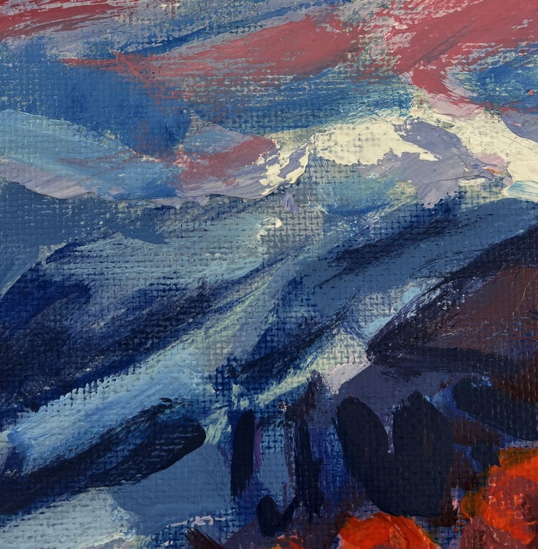 Acrylic painting Winter evening in the mountains Mykhailo Patskan - 6