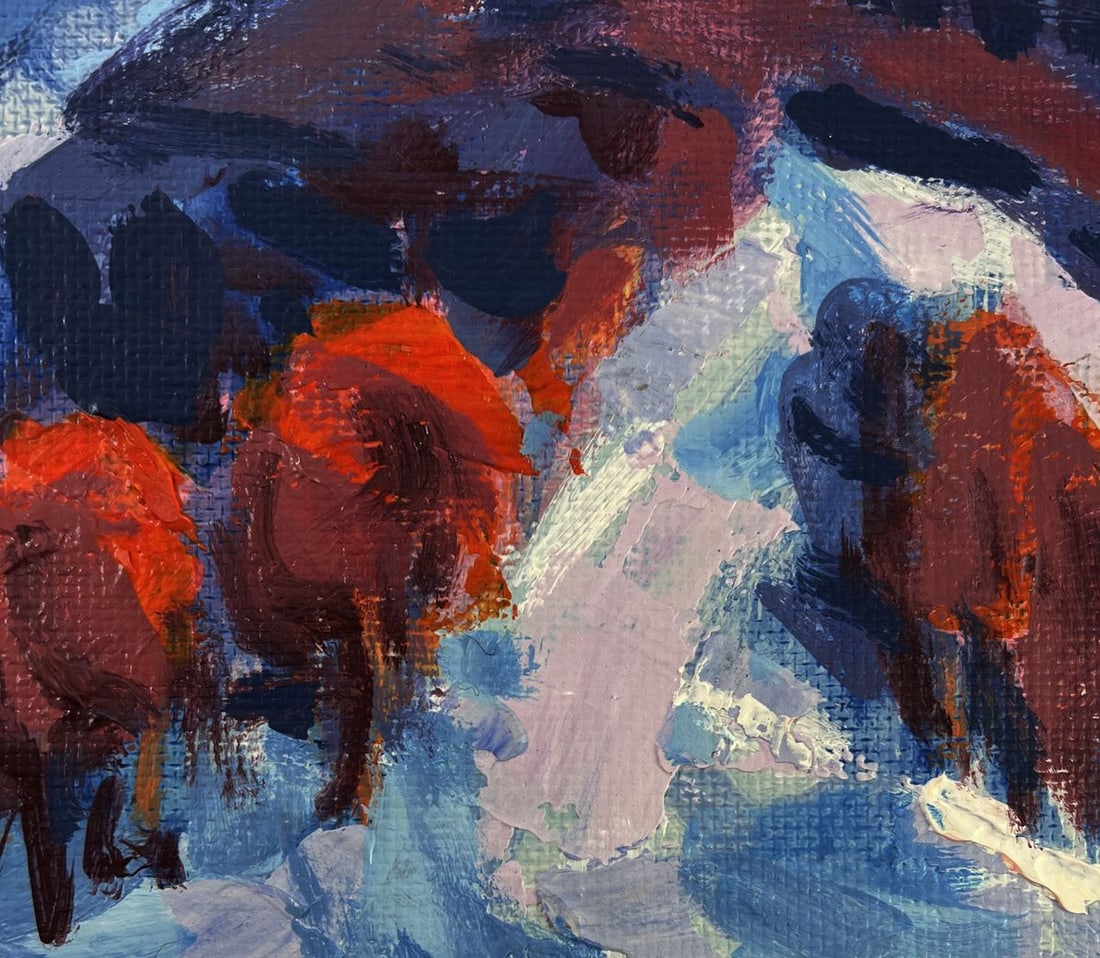 Acrylic painting Winter evening in the mountains Mykhailo Patskan - 7