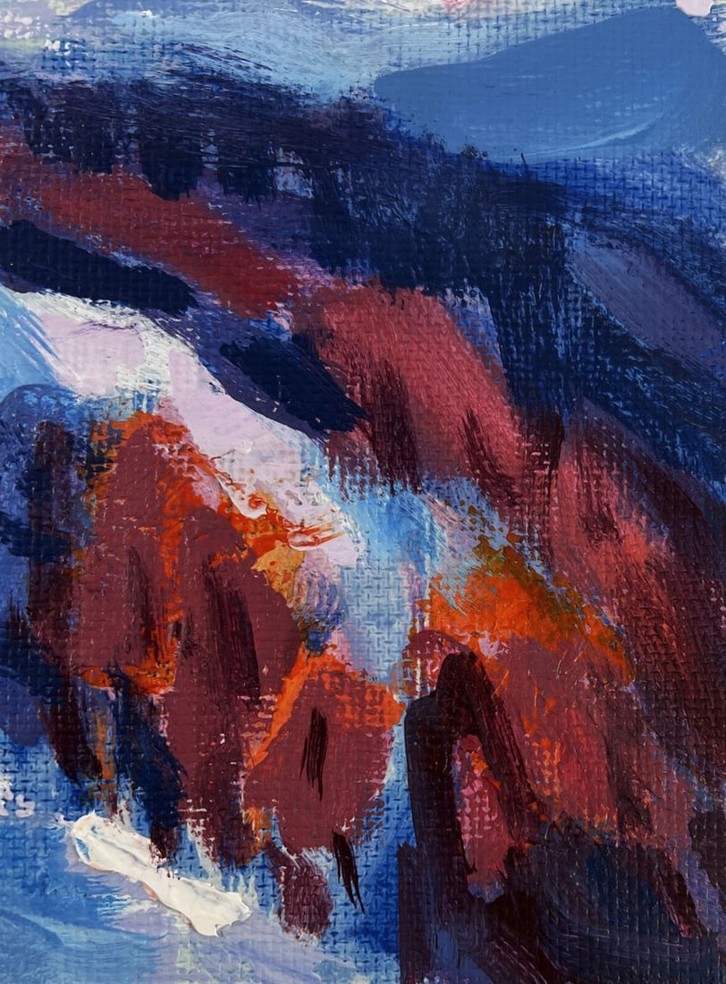 Acrylic painting Winter evening in the mountains Mykhailo Patskan - 8