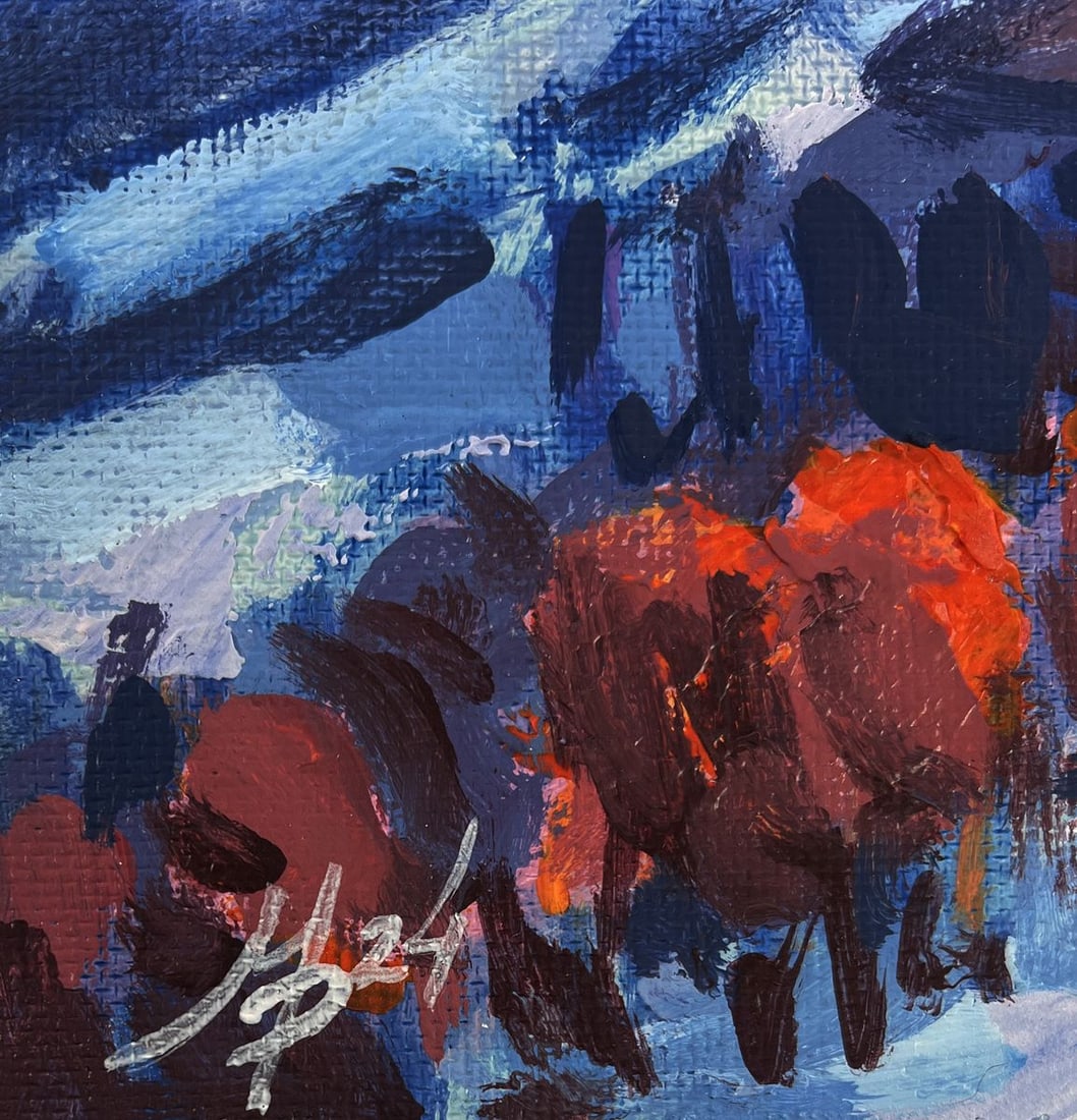 Acrylic painting Winter evening in the mountains Mykhailo Patskan - 9