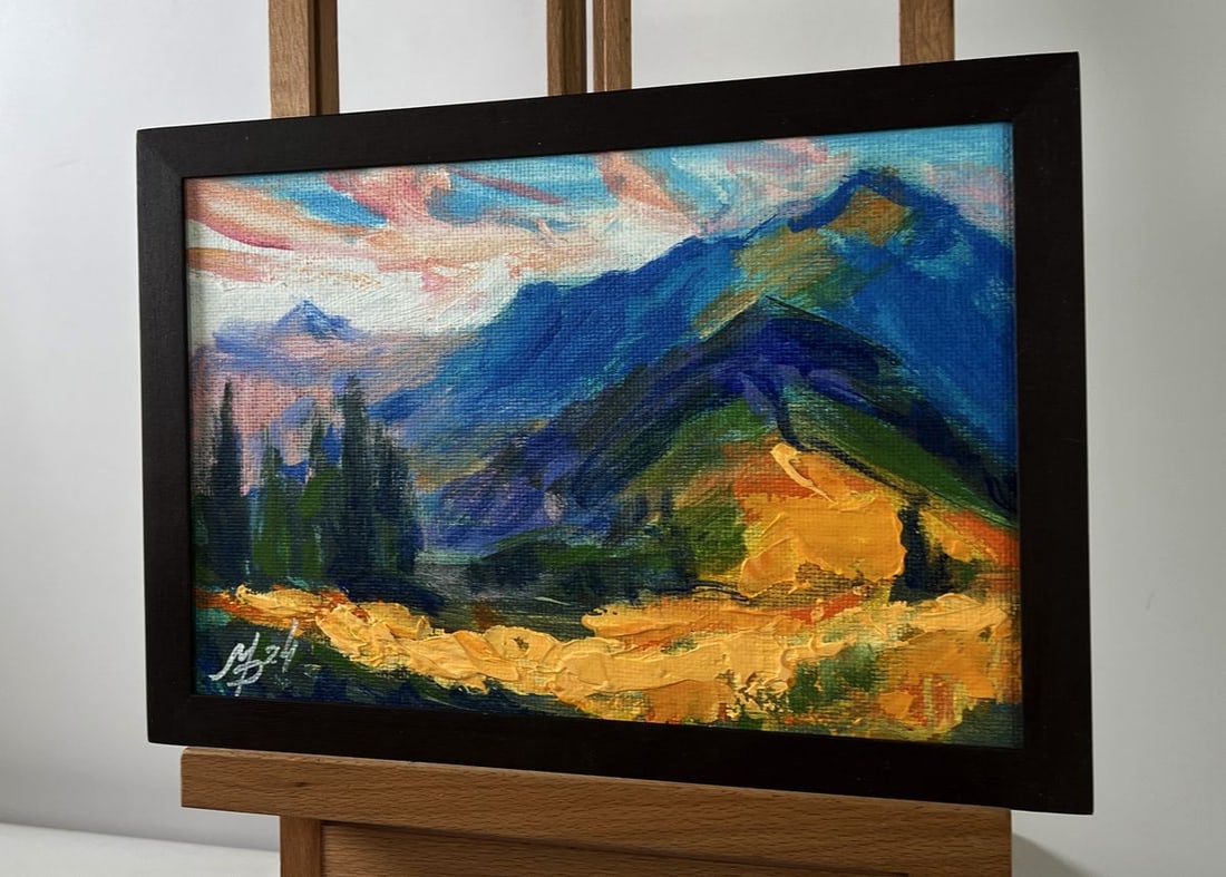 Acrylic painting Walking on the top of the mountains Mykhailo Patskan - 2