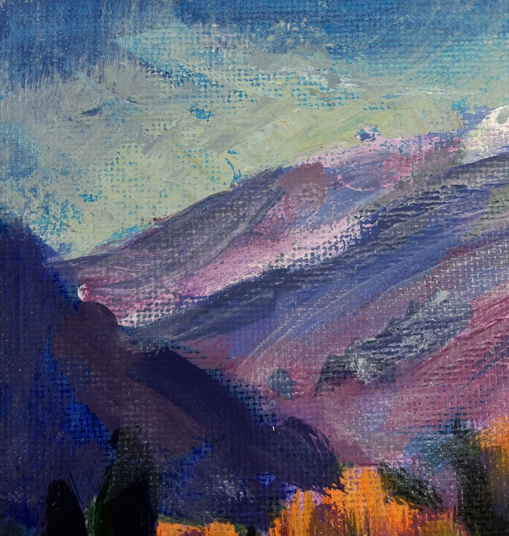 Acrylic painting First snow in the mountains Mykhailo Patskan - 6