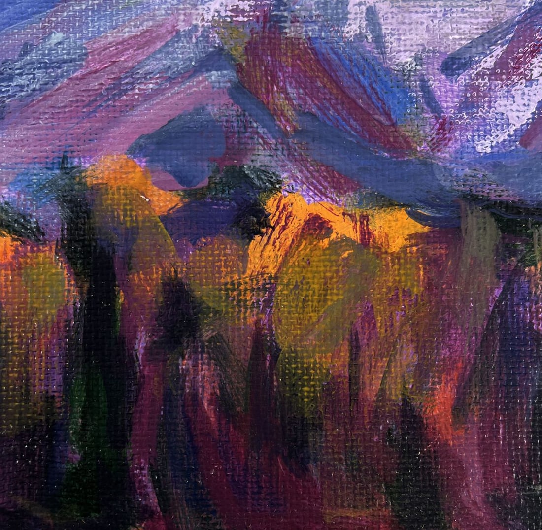 Acrylic painting First snow in the mountains Mykhailo Patskan - 8
