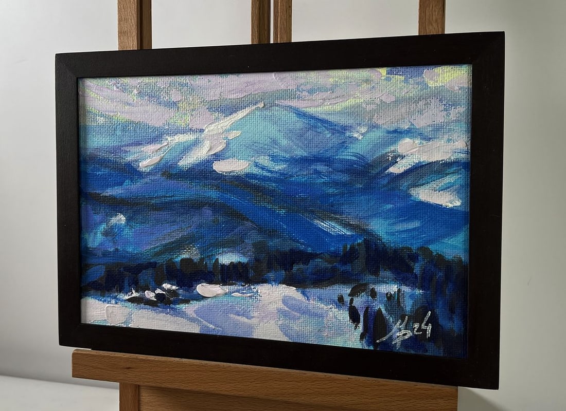 Acrylic painting Winter ski resort Mykhailo Patskan - 2